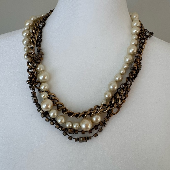 J. Crew Jewelry - Fenton Fallon for J. Crew Pearl and Mixed Metal Multi-Strand Necklace